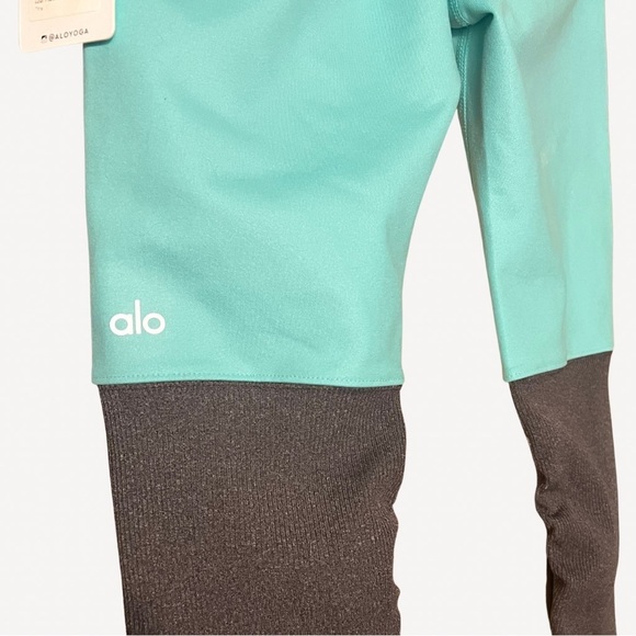 Alo -  Small NWT - Goddess Ribbed Leggings - Teal and Grey - Picture 4 of 8